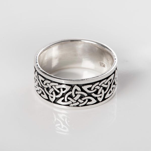 925 Sterling Silver Triquetra Ring Celtic Trinity Knot Viking Boho Jewelry