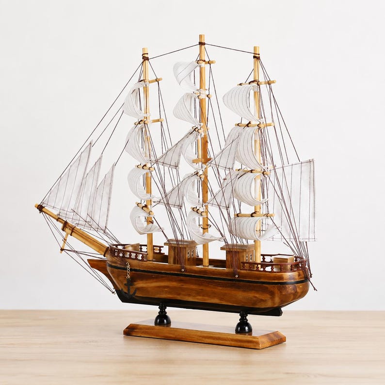 Cutty Sark Wooden Ship Model, Large Sailing Boat Decor, Nautical Home ...