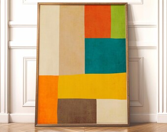 Fresh Colors Geometric Abstract Artwork Soft Spring Tones Simple Minimal Colorful Art Print