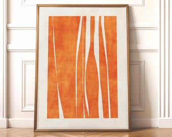 Abstract Orange Wall Art, Modern Canvas Decor, Minimalist Home Art, Original Gift