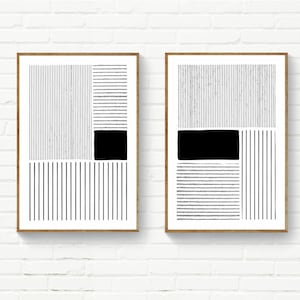 Black and White Lines Prints, Minimalist Lines Geometrical Posters, Original Art, Modern Minimalism Wall Art
