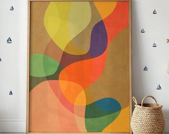 Colorful Contemporary Abstract Canvas Art Print | Modern Bright Wall Art | Nursery Office Living Room