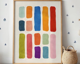 Abstract Wall Art Canvas Print, Colorful Modern Artwork, Minimalist Home Decor