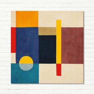 Square Abstract Wall Art Print, Colorful Bold Mid-Century Style Art Print, Custom Size also as Canvas