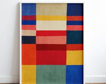 Abstract Geometric Mid-Century Modern Artwork | Colorful Color Block Canvas Eclectic Art Print