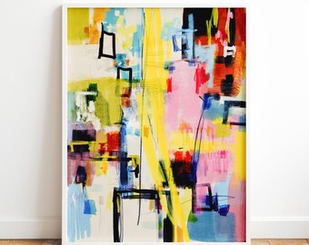 Abstract Expressionist Canvas Art Print: Vibrant Colorful Artwork for Modern Homes and Offices