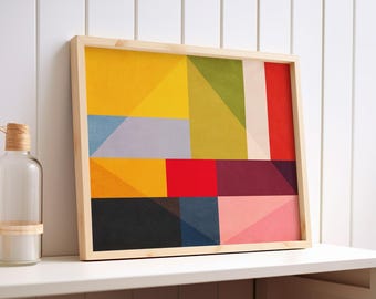 Geometric Colorful Abstract Canvas Print: Bright Mid-Century Modern Art