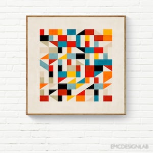 Square Geometric Art Print Modern Colorful Bold Artwork