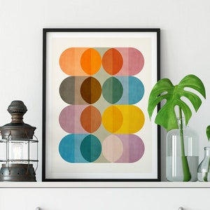 Multicolored Circles Art Print Modern Geometric Abstract Original Artwork