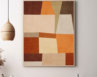 Brown Beige Tones Abstract Artwork Giclee Print or Canvas / Burnt Orange Rust Terra