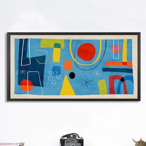 Abstract Modern Colorful Panoramic Art Print, Modern Horizontal Wall Art Print