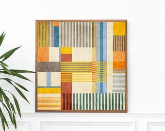 Geometric Wall Art Print Square Modern Bold Lines Abstract Color Blocks