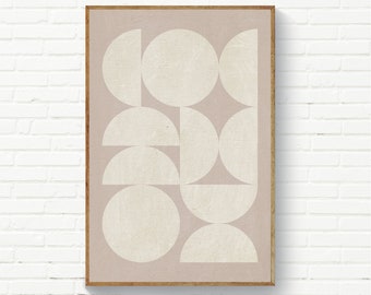 Burnt Orange Wall Art Blush Navy Beige Geometric Print Minimalist SemiCircles Art Moon Half Moon MidCentury Prints Living Room Art