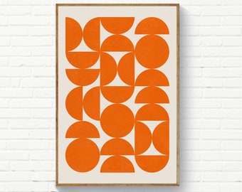 Burnt Orange Wall Art Blush Navy Beige Geometric Print Minimalist SemiCircles Art Moon Half Moon MidCentury Prints Living Room Art