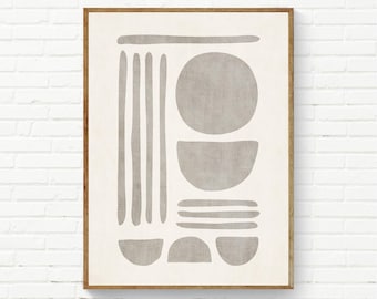 Beige  Neutral Minimalist Wall Art, Abstract Simple Boho Wall Art, Minimalist Bathroom Neutral Print, Bedroom Giclee Print