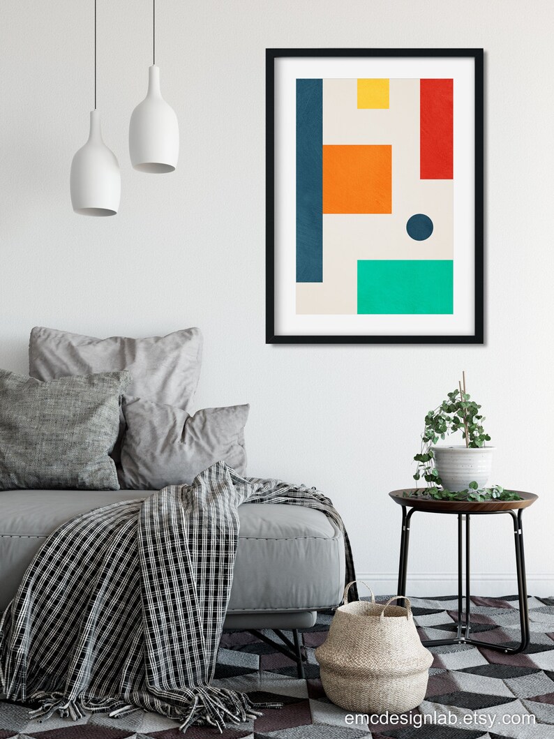 Colorful Abstract Nursery Wall Decor Geometric Abstract Etsy