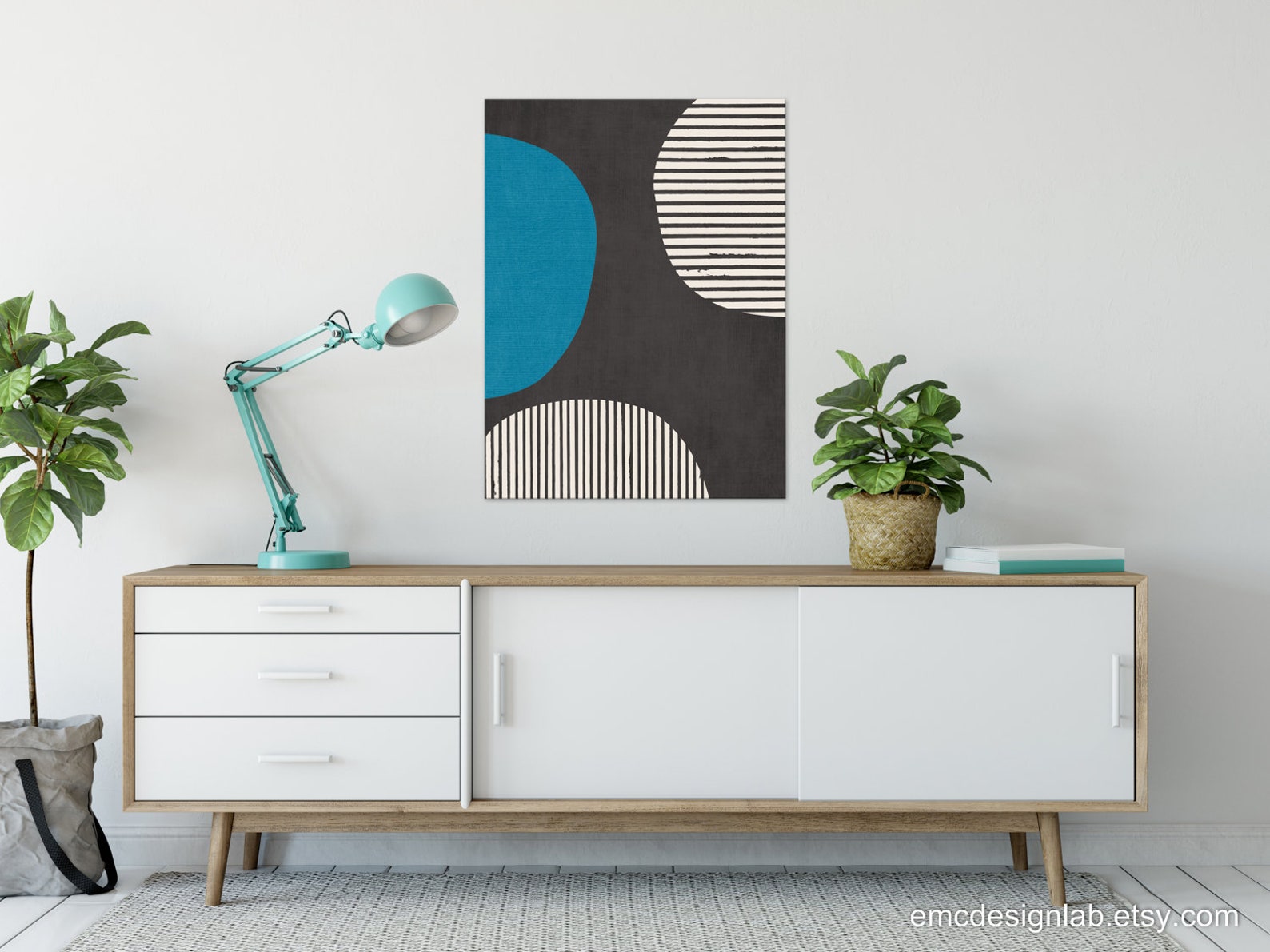 Minimalist Blue White Gray Wall Art Modern Studio Modern Etsy