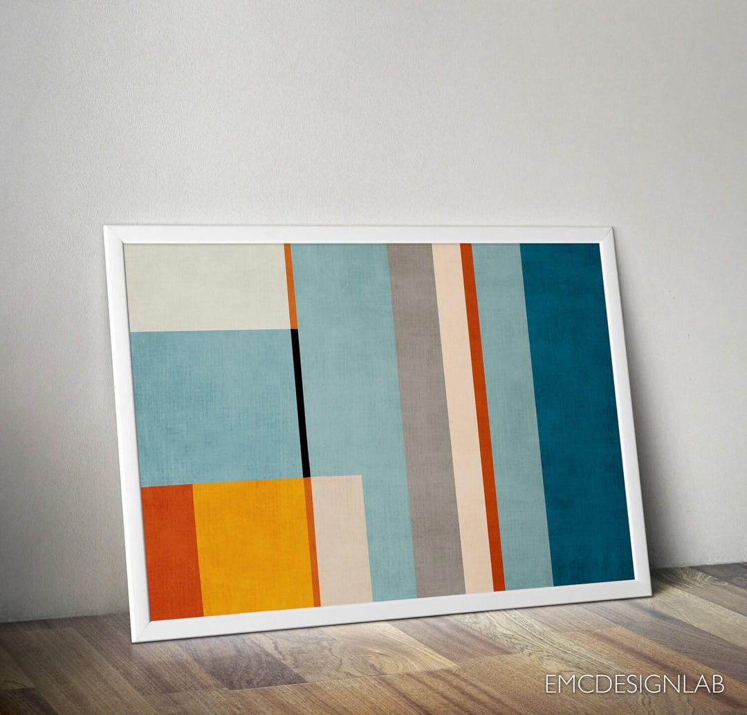 Minimalist Geometric Abstract Art Print Horizontal Wall Art Large Size ...