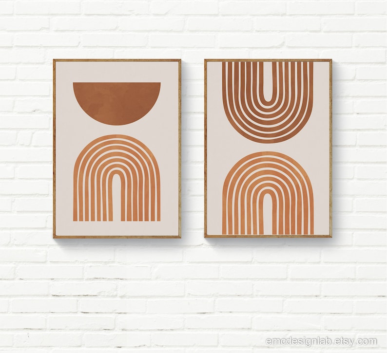 Burnt Orange Arches Wall Art Minimalist Terracotta Arches Etsy