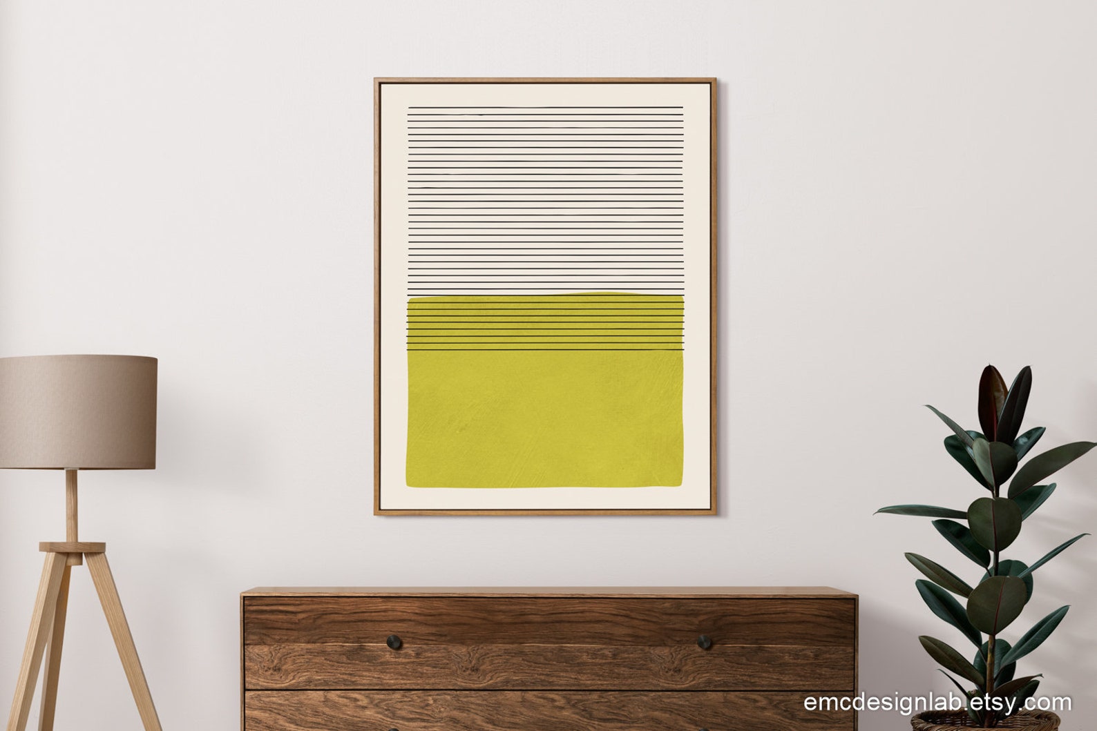 Chartreuse Green Minimal Art Print, Black Lines Color Block Chartreuse ...