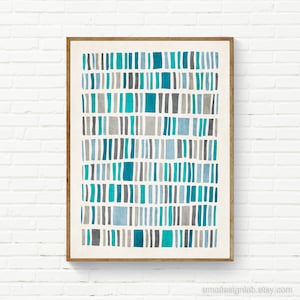 Teal Gray Beige Blue Wall Art / Modern Minimalist Teal Wall Art / Turquoise Teal Abstract / Aqua Light Blue Dark Teal Bathroom Prints