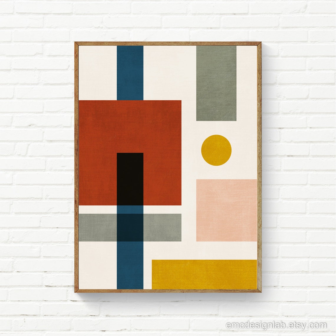 Living Room Geometric Wall Art Original Abstract Composition Etsy