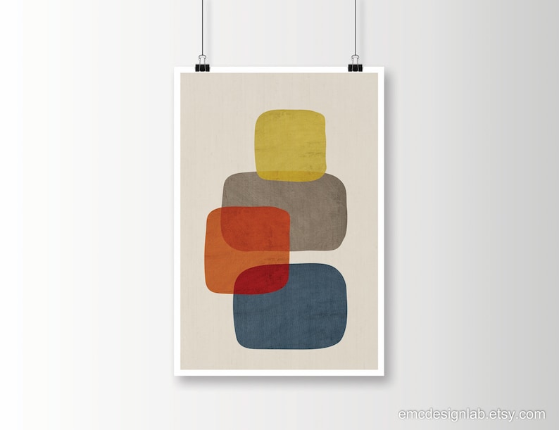 Organic Shapes Minimalist Midcentury Wall Art Living Room - Etsy