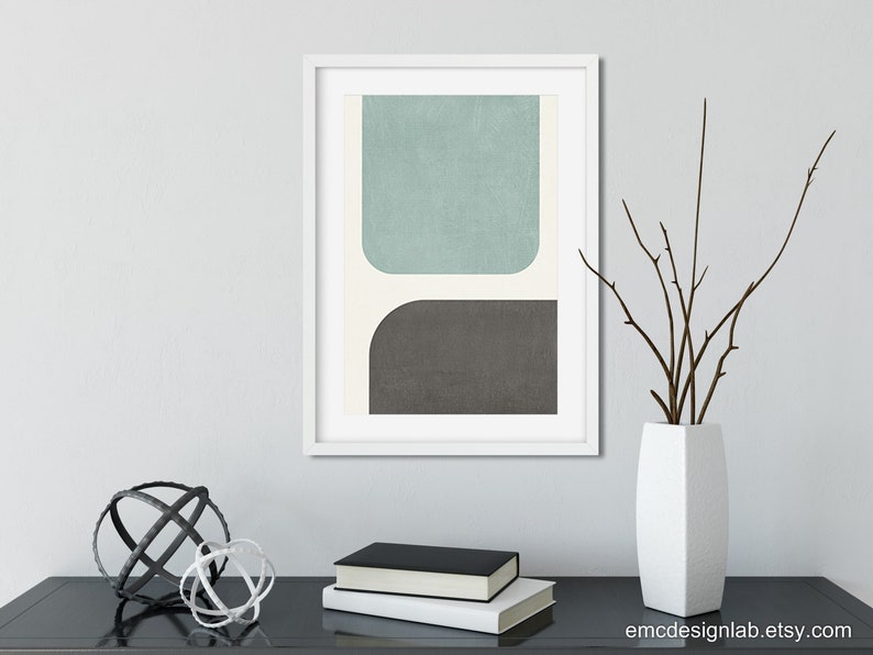 Blue/green & Gray Wall Art / Modern Poster Living Room Decor / Etsy