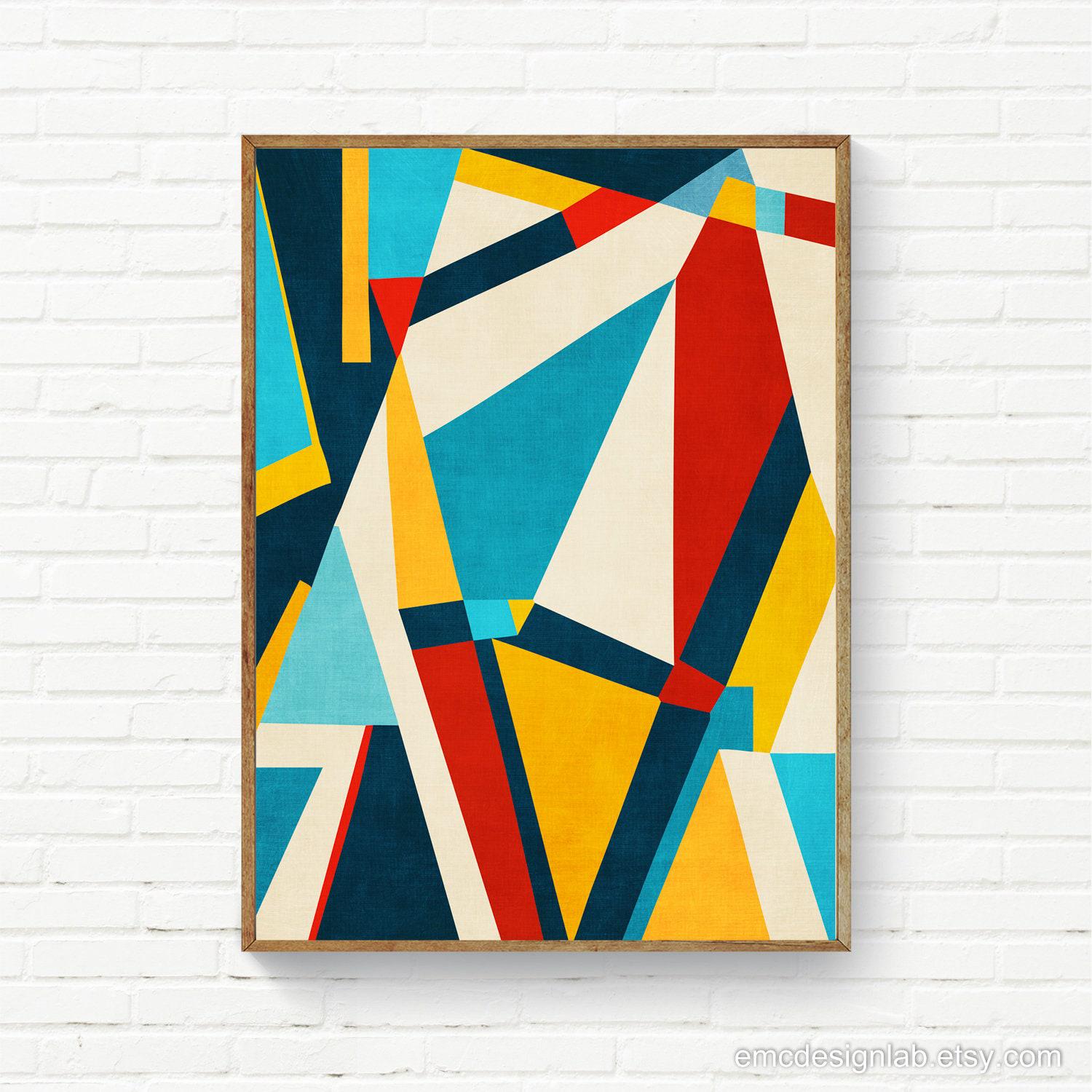 ビンテージ　MODERN GEOMETORIC ART PRINT Mid-century Geometric Abstract Art Print / Modern MCM Abstract
