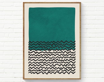 Emerald Green Black Minimalist Artwork Bold Wall Art Modern Living Room Original Art Prints