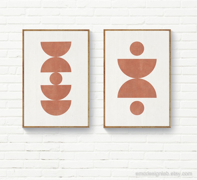 Minimalist Terracotta Wall Art Burnt Orange Boho Decor Etsy