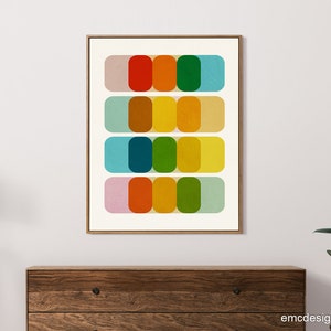 Mid Century Modern Colorful Wall Art, Graphic Design Artwork, Large Size Print, Colorful Art Prints 24x36 image 5