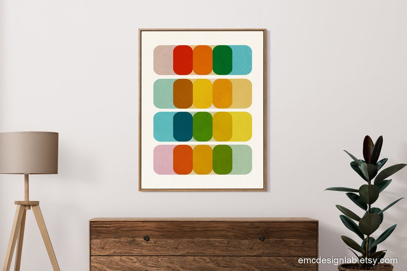 Mid Century Modern Colorful Wall Art, Graphic Design Artwork, Large Size Print, Colorful Art Prints 24x36 image 5