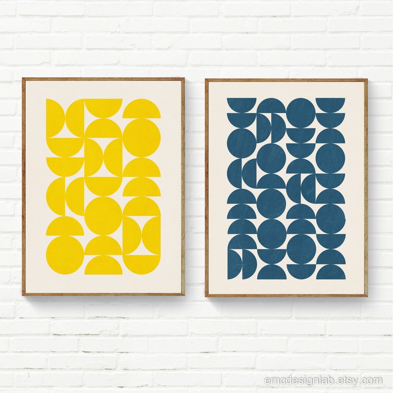 Bright Yellow Modern Wall Art Print / Simple Minimalist Design Yellow Semicircles Wall Art / Pineapple Lemon Electric Yellow Artwork Design image 10