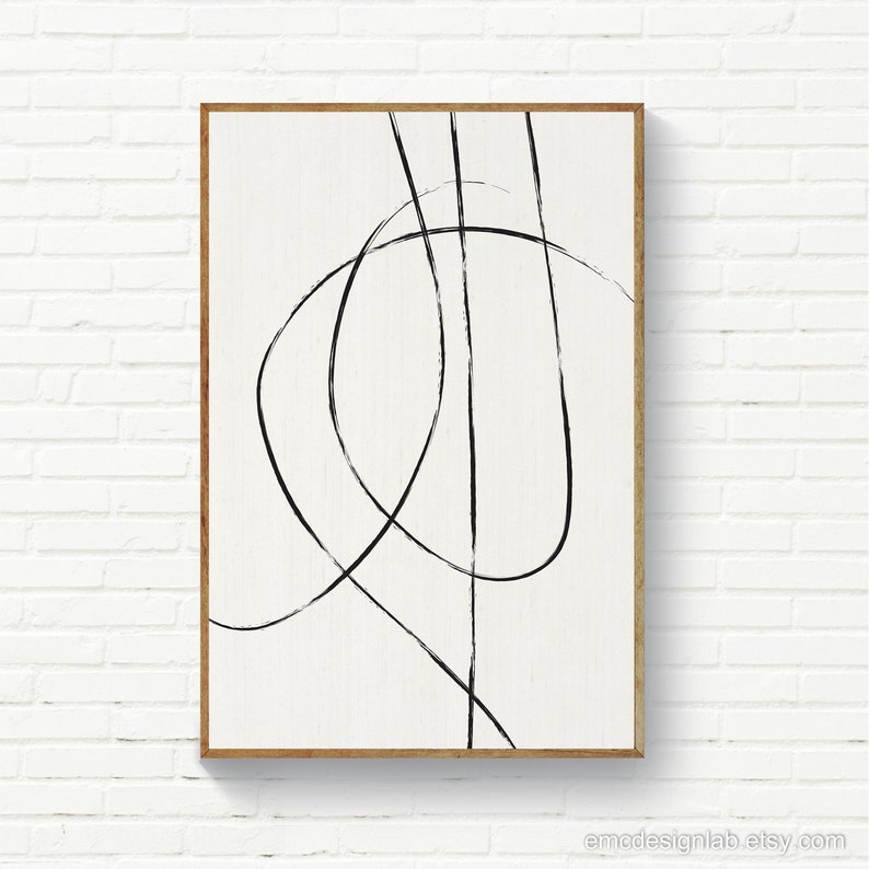 Set of 3 Line Art Prints Black & White Abstract Line Art Set Etsy