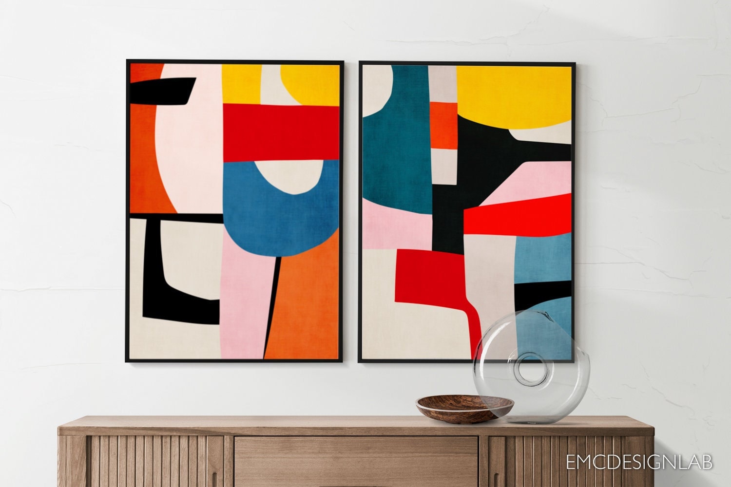 Modern Colorful Abstract Art Set of 2 Prints Bold Original Exclusive ...