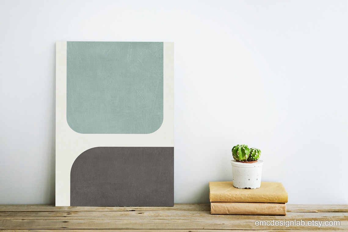 Blue/green & Gray Wall Art / Modern Poster Living Room Decor / Etsy