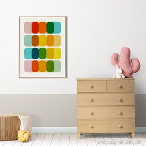 Arte mural colorido de estilo moderno de mediados de siglo, diseño gráfico, impresión de gran tamaño, láminas artísticas coloridas de 24x36 pulgadas. imagen 6