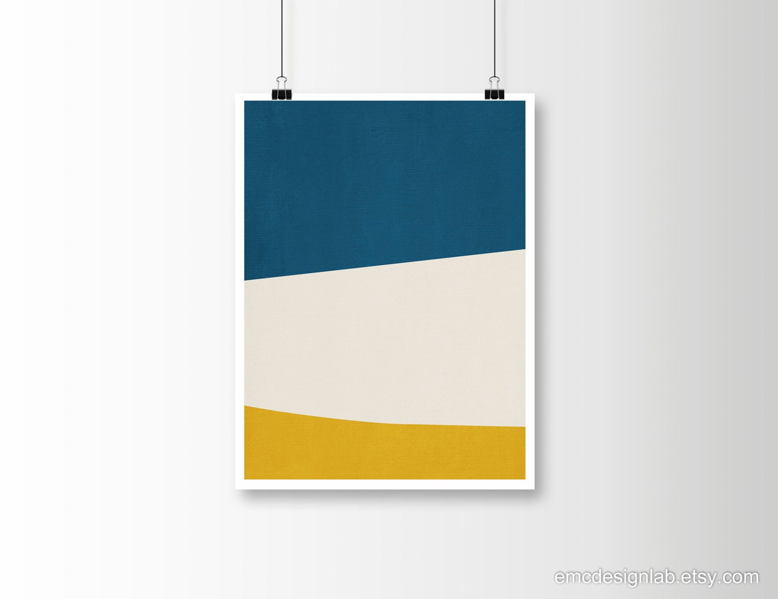 Navy & Mustard Wall Art Blue and Yellow Print Minimalist Etsy