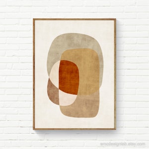 Beige Burnt-Orange Greige Wall Art Minimalist Shapes Bedroom Decor Interior Design Trends Modern Art