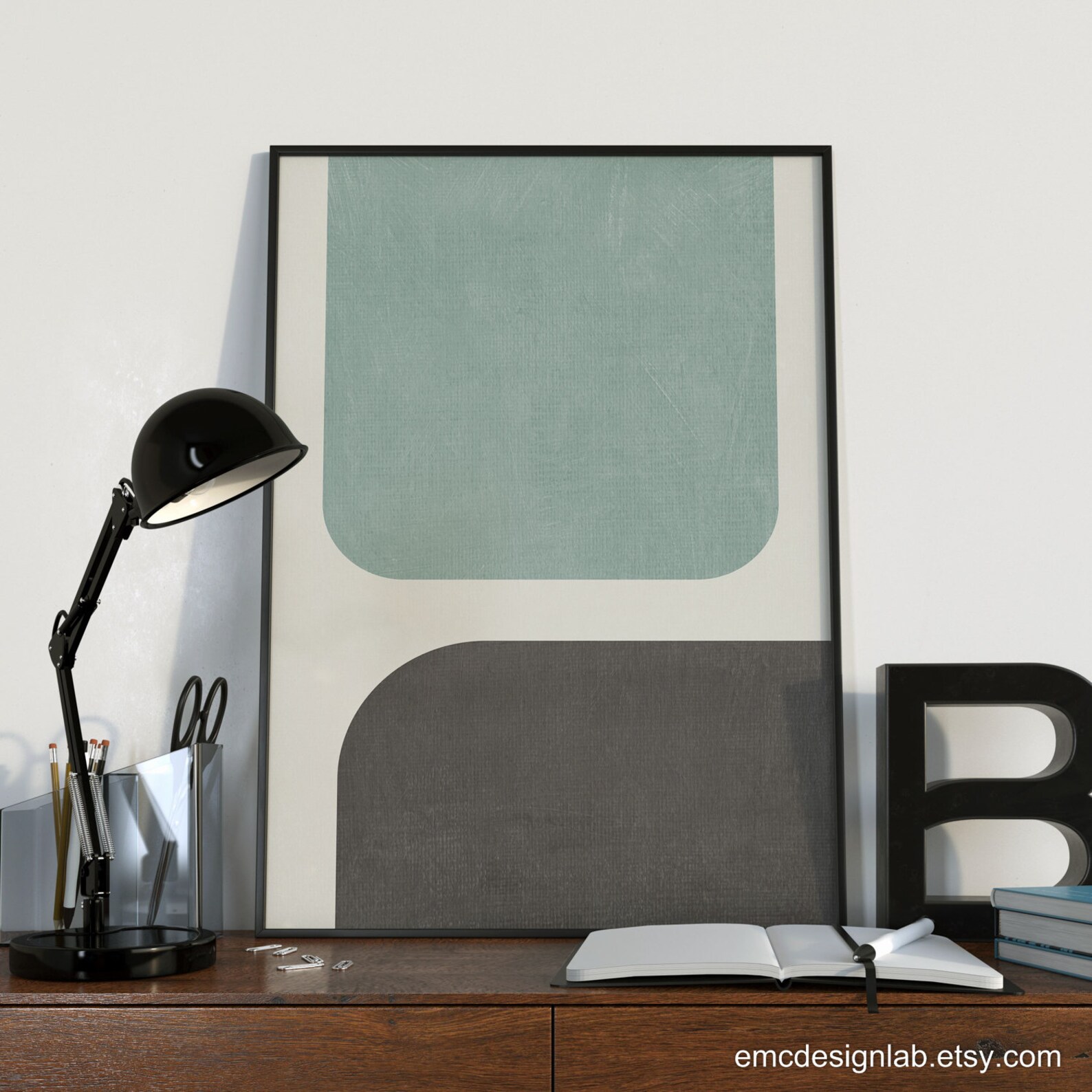 Blue/green & Gray Wall Art / Modern Poster Living Room Decor / Etsy