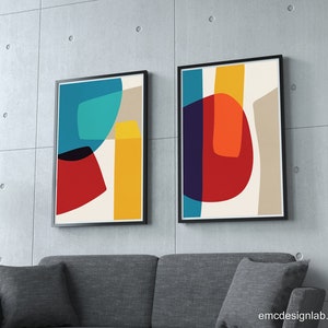 Contemporary Abstract Wall Art Red Blue Yellow Beige Original - Etsy