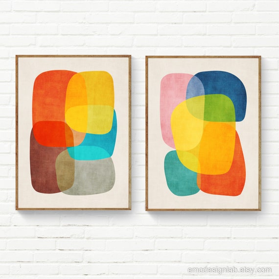 Colorful Abstract Art Print for Nursery Playful Happy Modern
