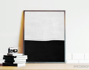 Minimalist Abstract Landscape, Abstract Black and White Minimalist Artwork, Modern Wall Art, B&W Art Print
