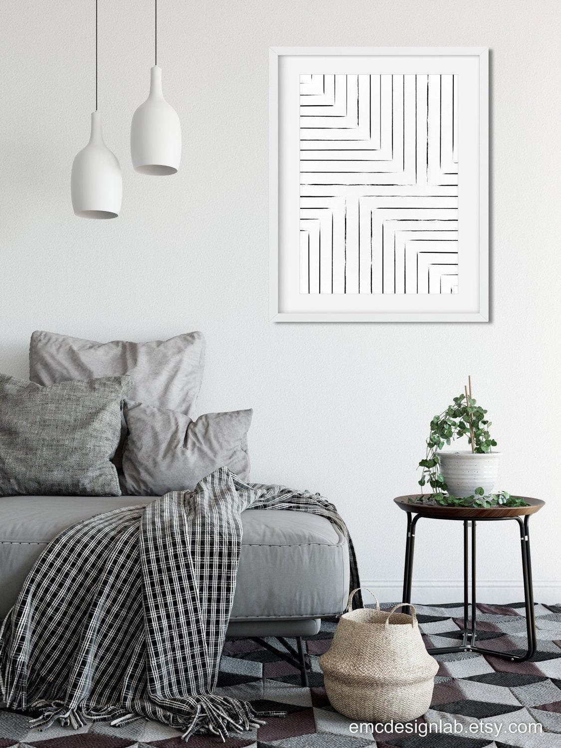 Minimalist Black Lines Wall Art, Minimal Lines Posters, 18x24 Living ...