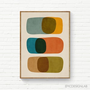 Mid-Century Modern Abstract Art Print Original Art Rich Saturated Colors