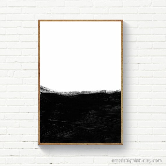 Black & White Minimalist Painting Abstract Minimal Wall Art Etsy