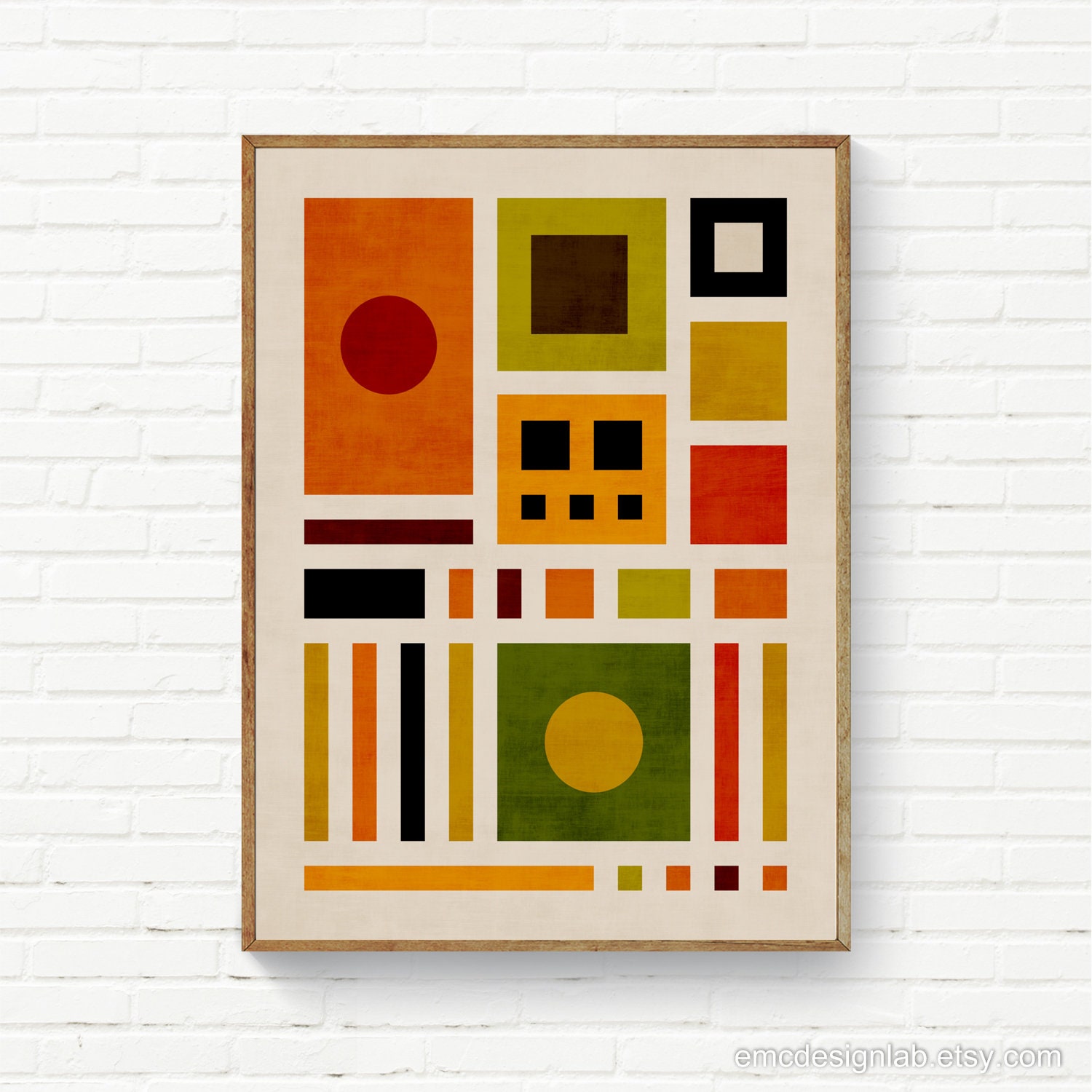 MCM Original Abstract Geometric Modern Print, Colorful Wall