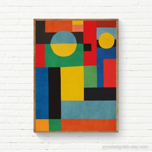 Modern Abstract Geometric Multicolored Wall Art Print Mid-Century Colorful Print