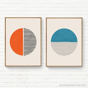 Bright Orange Dark Gray Wall Art, Bold Print Simple Shapes, Vibrant Print, Minimalist Pop Orange Black Wall Decor, Orange SemiCircle Art image 8